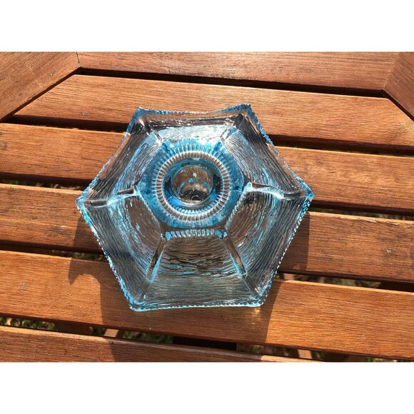Vintage Turquoise Blue Depression Glass Decorative Candle Holder - Picture 9 of 10